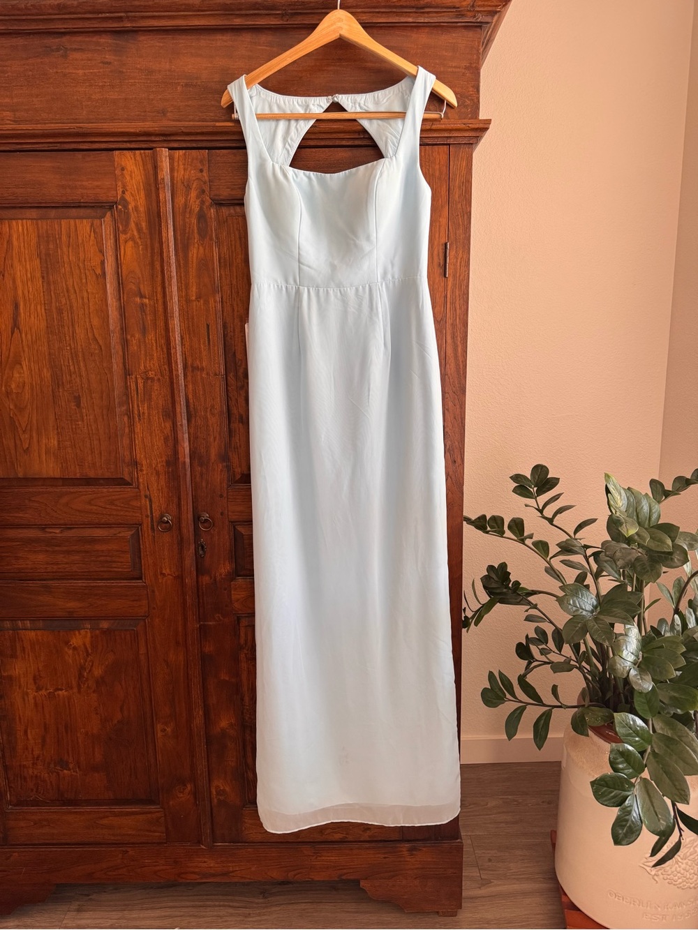 Azazie Flori Sky Blue Maxi Bridesmaid Dress New Size A6